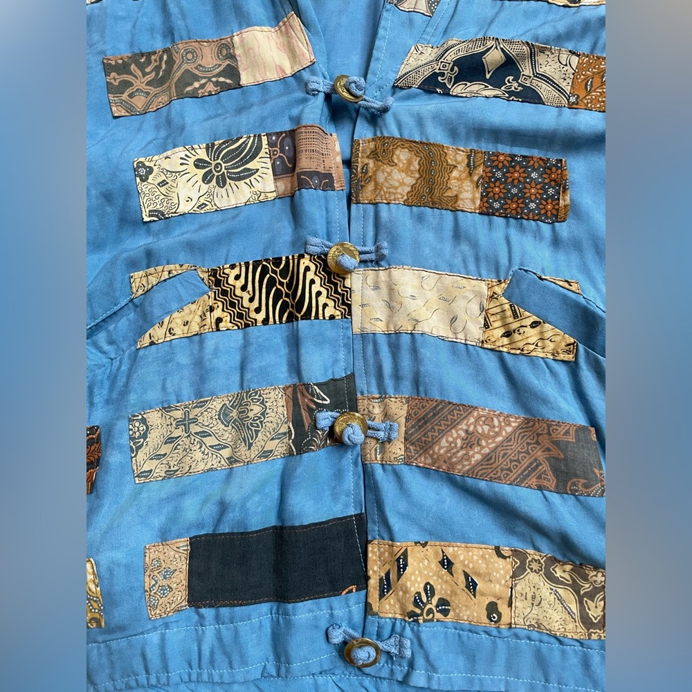 Vintage Nwt Patchwork Jacket Blue Large Nativewea… - image 2